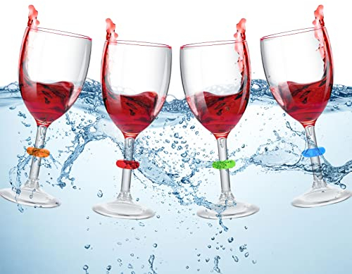 Schwimmende Weingläser für Pool, bruchsichere Pool-Weingläser, Kunststoff, schwimmender Becher mit Anhängern, Glasbecher, unzerbrechlicher Pool für Strand, Badewanne, Outdoor, Biertrinken (4 Stück)