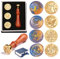 Comealltime Wachs Siegel Stempel Set - 4pcs Kupfer Wachs Siegel Stempel und Abnehmbarer Holzgriff, Siegelwachs Stempel (Kolibri, Schmetterling, Libelle, Katze) für DIY Karten Umschläge Geschenk (Tier)