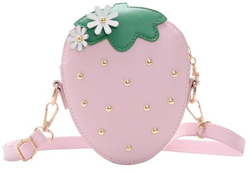 VALICLUD 1Stk Erdbeer-Kuriertasche aufbewahrungssack Kinder Kosmetiktasche Kinder Niedliche Sache Party-Clutch-Geldbörse Schultertasche die Einkaufstasche Erdbeer-Münztasche Kindertasche Pu