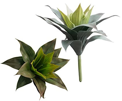 XZJMY Artificial Agave Plant Artificial Plants Fake Agave Succulent Plant UV Resistant Fake Agave Plants for Home Office Store Decoration (White Green, 2PCS)