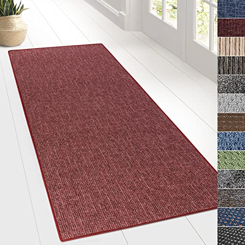 KARAT Teppich Läufer für Küche, Flur & Wohnraum - Teppichläufer auf Maß - Meterware - Flurteppich - Küchenläufer - Wohnzimmer Teppich (80 x 300 cm, Alto - Rot)