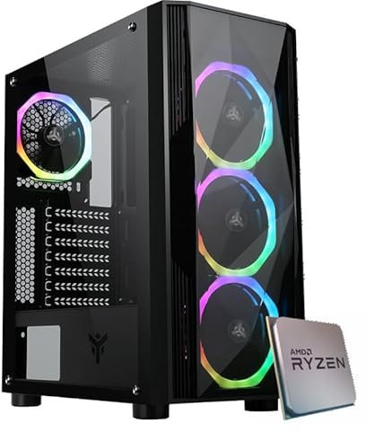 EMCA4 Computer Gaming PC Assemblato Fisso Ryzen 7 5700X - RTX 4060 TI 8GB - SSD M.2 1TB nvme - Ram 32GB DDR4 3200Mhz - RGB - Windows 11