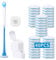 DALIPER Escobillero desechable para baño con 40 recambios WC, Sistema Compacto montado en Pared. Incluye Mango Largo, Soporte y escobilla de Silicona con dispensador de jabón. Toilet Brush Completo.