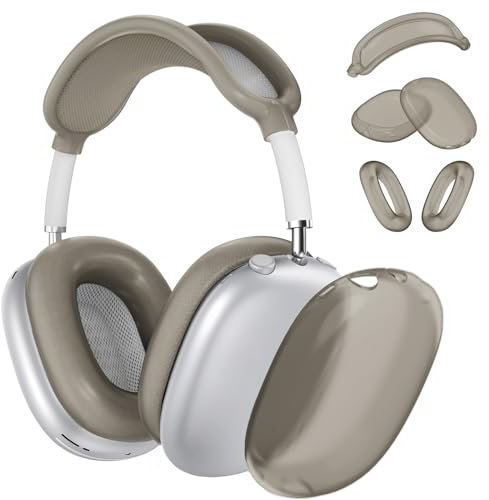 Funda para auriculares AirPods Max, funda de silicona transparente para almohadillas de oído/cubierta de diadema/funda para AirPods Max, accesorios protector de piel de silicona suave para Apple