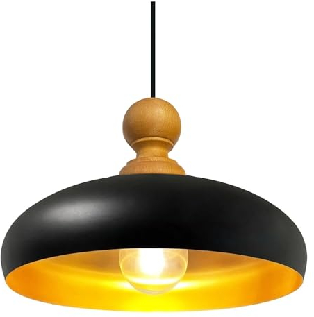 bamyum Androa Deckenlampe Ø40 cm Lampe 1-flammig Deckenleuchte Holz Schwarz