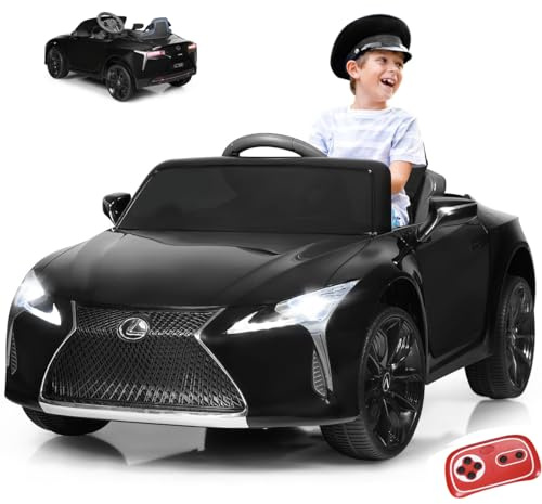 GOPLUS 12V Voiture Électrique Enfants Lexus avec Portes Papillon, Ceinture Télécommande Parental 2,4G, Effets Sonores Lumineux & Klaxon& USB,pour 3-8 Ans, Charge 30kg (Lexus, Noir)