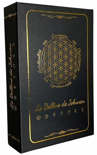 Le Belline de Johwan - 53 Cartes Oracle Divinatoire Gold Prestige - Tranche Dorée - Boîte Aimantée + Pochon Fleur de Vie - Cartomancie Français