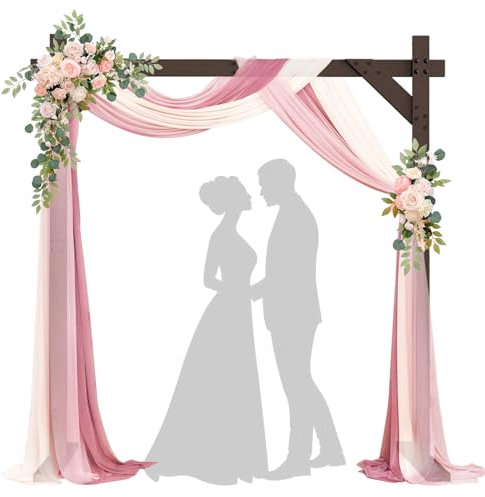 Chamvis 7.48FT Wooden Wedding Arch Frame, Wood Square Arch Backdrop Stand Wedding Arbor for Ceremony and Outdoor Lawn Decorations