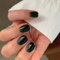 24 Stück Nägel Zum Aufkleben - Press on Nails mit Kleber, Kunstnägel Fake Nails für Nails Art,Schöne Square French Fingernägel (Dunkle Grün)