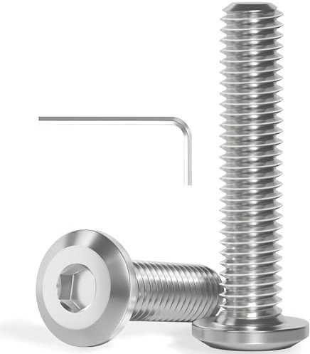 Lot de 20 vis à tête plate M8 x 35, en acier inoxydable A2 V2A, à six pans creux, filetage complet, avec clé à six pans creux