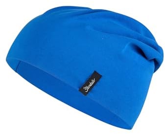 Sterntaler OCS Beanie Uni – Lässige Slouch Beanie Mütze aus Singlejersey (Bio) – Unisex Kopfbedeckung – variabel tragbar – Baby und Kinder Übergangsmütze – Kobaltblau, Größe 47