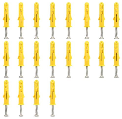 Tapones de pared M8 x 60 mm con tornillos autorroscantes, tornillos Phillips de cabeza plana 304, tapones de tornillo de plástico, pernos de fijación para muebles de madera y paneles de yeso, 20