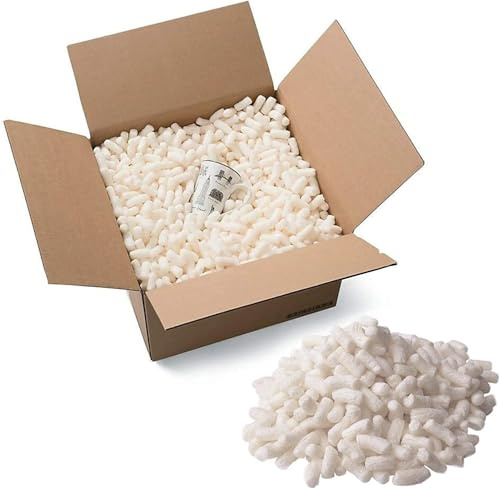 Trojan Packaging Ecoflo Biodegradable Packing Peanuts - Protective Postal Mailing Packaging Packing Void Loose Fill Filler Filling Supplies (White, 5 Cubic Feet)