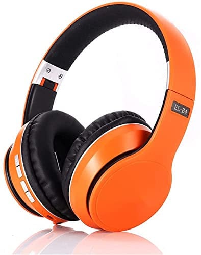LQZO Over-Ear Sports Bluetooth 5.0 Headphones, Wireless Hi-Fi Stereo Foldable Lightweight Headset with Mic, 3.5Mm Single Jack,for Travel, Home,Orange
