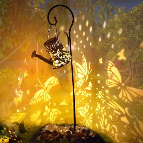 Focenat Lámpara de Regadera Solar, Regadera solar con lámpara de luces de hadas de cascada para jardín al aire libre, Lámparas Solares para Jardín, Luz Solar al Aire Libre para Camino/Pasarela/Terraza
