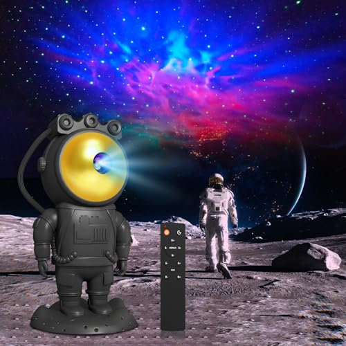 Hauibela LED Sternenhimmel Projektor Lampe, Astronaut Projektor Galaxy Nachtlicht mit Nebula, Timer, Fernbedienung und 360° Rotation, Heimkino-Beleuchtung oder Schlafzimmer-Stimmungslicht - Schwarz