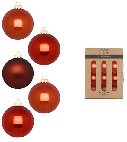 Weihnachtskugeln Glas 3cm 24 Stück - matt & glänzend - Mini Christbaumkugeln Weihnachtsbaumkugeln für Weihnachten - Christbaumschmuck & Weihnachtsbaumschmuck Kupfer Braun - Warm Terracotta