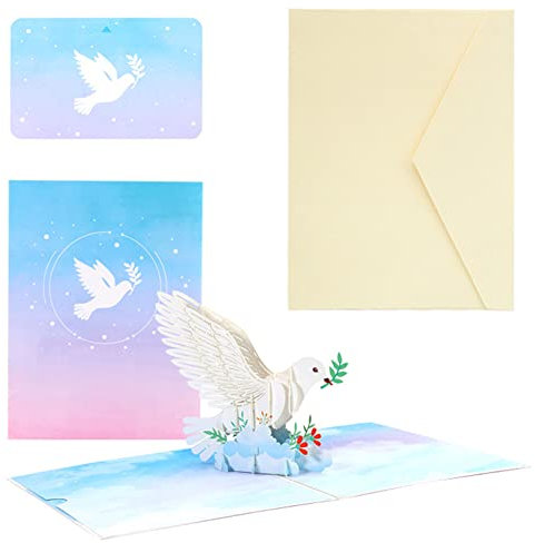 SKDFHOD Romantische Geburtstagskarte, Taufkarte mit Taube, Glückwunschkarten zur Taufe Geschenk, 3D Pop up Karte, 3D Kommunion, für Jungen Mädchen Erstkommunion Konfirmation Taufe Deko