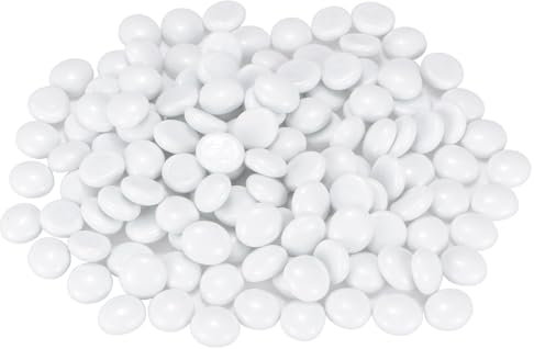 M METERXITY High Luster Round Fire Glass Beads and Pebbles for Vases, Fire Pit, Crafts, Aquarium, Garden Decorations - 18-22mm, 550g/1.21-Pound [White]