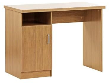 Brigros WeHome - Scrivania Cameretta Con 4 Cassetti e 1 Anta Laterale a Due Ripiani, Scrivania Pc, Scrivania Ufficio, Arrademento Casa, Studio, Porta Pc, Legno Melaminico (Rovere, Large)