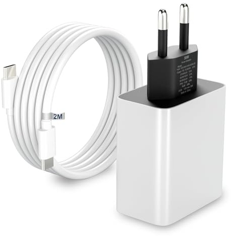 30W USB C Ladegerät mit Kabel 2M, Schnellladegerät USB-C Netzteil Kompatibel mit Google Pixel 10 Pro Fold, 10a, 9 Pro XL, 9a, 9, 8 Pro, 8a, 8, 7 Pro, 7a, 7, 6 Pro, 6a, 6, Fast Charger Typ C