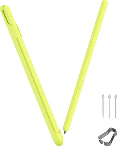 Miimall Stylo Électromagnétique pour Samsung Fold 6/Fold 5/Fold 4/Fold 3, S Pen Samsung Fold 3 Remplacement avec Gouttière et 3 Pointes de Stylet, Haute Sensibilité Rejet de Paume, Jaune-Vert