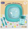 Chicco Set Vajilla Bebé, Contiene 1 Taza, Conjunto de 1 Tazón y 1 Plato Plano y Cubiertos, Tenedor y Cuchara, Set Destete Niños, 12M+, Azul
