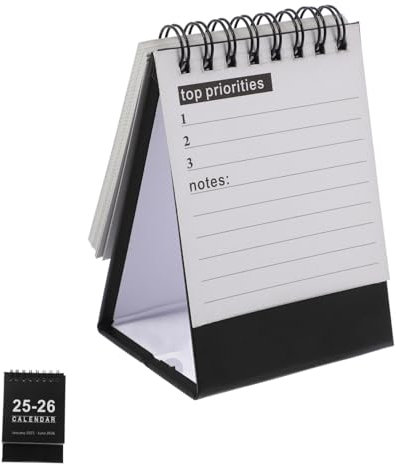 Sewroro Mini Tischkalender jahreskalender schülerkalender Schreibtischkalender fürs Büro Kalenderständer für den Schreibtisch Kalender abreißen Bürodekoration ewige Kalender Papier Black