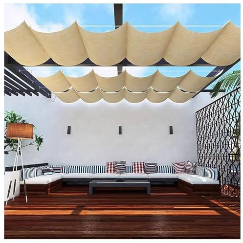 Einziehbare Wellen-Sonnensegel,U Form Schattennetz,Outdoor Wasserdicht Regenfest Ersatz-Sonnenschirmabdeckung,HDPE Dach Schattenabdeckung,Anwendbar auf Terrasse Garten(W1.6*L9m/W5.24*L29.53ft)