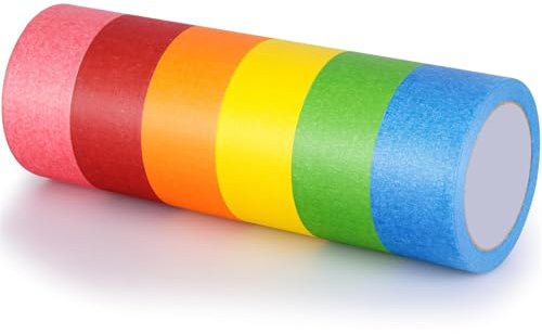 6 Rollen Kreppband bunt Abklebeband Regenbogen masking tape DIY Handwerk Papier Dekrativer Klebeband Bastelband für Kinder Lehrer Arts Lab Labeling DIY Schule Klassenzimmer Zubehör 50mm x 27.5m