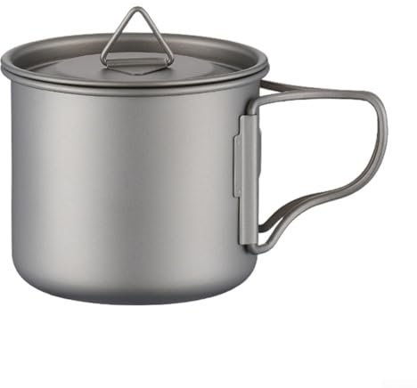 Vasos portátiles de titanio puro de 200 ml y 750 ml con mango ergonómico plegable para actividades al aire libre (350 ml)