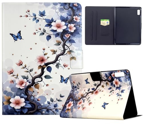 Mldjomid Funda Tableta para Lenovo Tab P11 (2nd Gen)/Tab P11 Gen 2 (TB350FU)/Xiaoxin Pad Plus 2023 11.5 Protectora Carcasa con Soporte y Auto Sueño/Estela PU Flip Cover Case- Flores Rosas