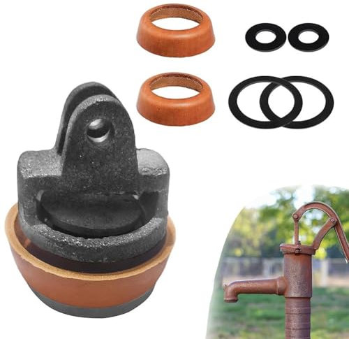 Cast Iron Hand Pump Replacement Piston Set with Leather Seal for Type 75 Garden Well Pump Includes 2 Extra Seals 4 Rubber Gaskets 80mm Outer Diameter