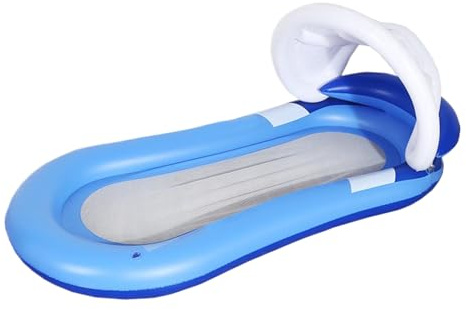 Poolboje Mit Vordach - Pool Lounge Float Raft | Abnehmbarer Segelstuhl | Wasser Dienstag, Outdoor Freizeit Fluss Sport Badeinsel Blau Rot Mit Abnehmbarem Sonnendach Für Floß