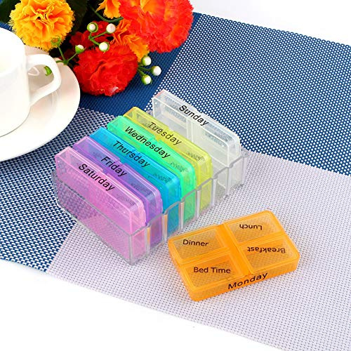 LUCKDANO 7 Tage Wöchentlicher Spender AM PM Storage Container Tablet Sortierer Fall Organisator für das Tägliche Medikamentenmanagement