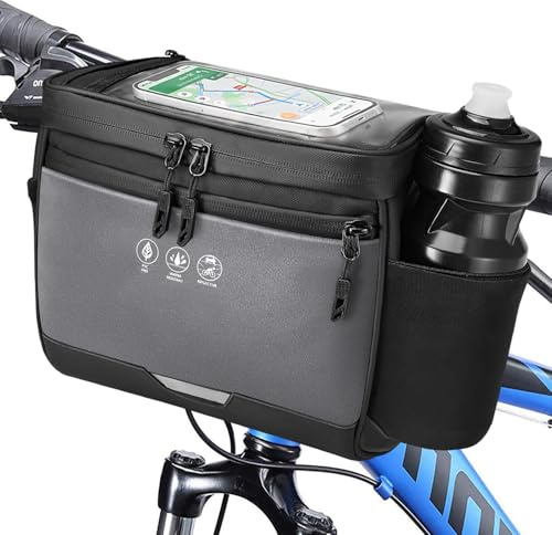 Eyein Fahrrad Lenkertasche 3.5L Wasserfest Isoliert, mit Regenschutz | Reflektierende Fahrradtasche Lenker mit Touch-Handytasche und abnehmbarem Schultergurt, Fahrradkorb Vorne für E-Bike Rennrad