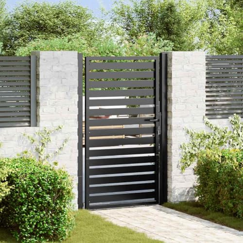 Gartentor Eingangstor,Gartentor Abschließbar Schwarz 100x150 cm Aluminium für Garten Terrasse