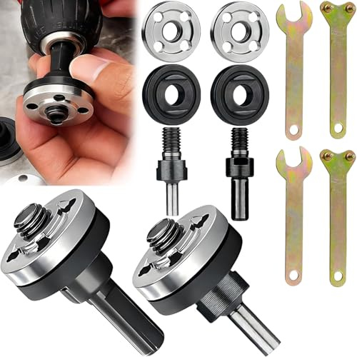 10-teiliges Winkelschleifer Verbindungsstange Set, Winkelschleifer Zubehör, Handbohrmaschine Conversion Rod Connecting Adapter Set Mit 2 Dorn Adapter (6mm/10mm & 10mm/10mm), 4 Flansche, 4 Schlüssel