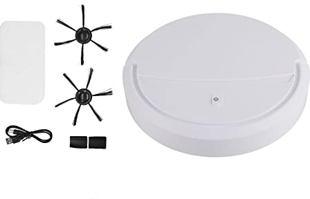 EOJDDPA Smart Sweeper Mini-Kehrmaschine Staubsaugerroboter, automatischer 3-in-1-Kehrsauger zum Wischen für den Heimgebrauch, Holzböden, Fliesen, 30,2 x 31 x 7 cm, 1123 g (Weiß)