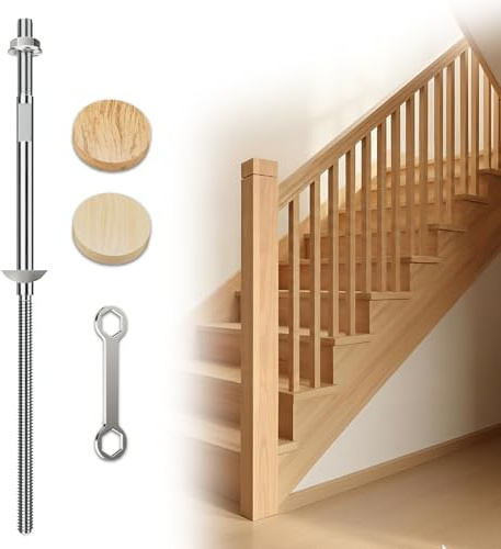 Newel Post Mounting Kit (1-Pack):Fix Wobbly Stairs with Massive 11 Steel Anchors – Invisible Hardware Design for Wood & Concrete Floors – Includes Real Oak Wood Plugs for Residential & Commercial