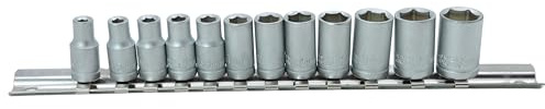 FAMEX 570-21 Steckschlüssel Einsatz Steck Nüsse Satz 6,3mm (1/4) - 4-13mm - Sechskant - Chrom-Vanadium-Stahl