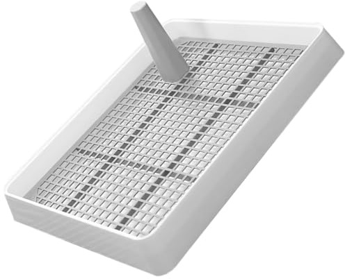 PRETYZOOM Toilettes pour Chien D'intérieur Grille Amovible et Double Couche en PP, Bac à Litière Blanc de 1 Litre, Design à Entrée Basse pour Garder Les Pattes Sèches