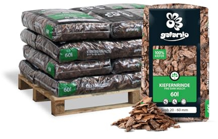 GALAMIO Rindenmulch Kiefer Grob 20-60 mm 720 L (12 x 60 L) 1 Palette | Unbehandelter, natürlicher Bodenschutz