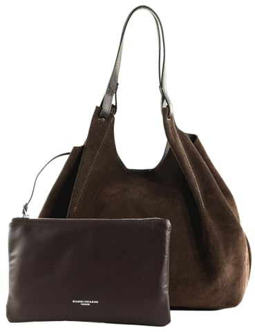 Gianni CHIARINI Leder Shopper Schultertasche Dua Shopping Bag Moka dunkelbraun
