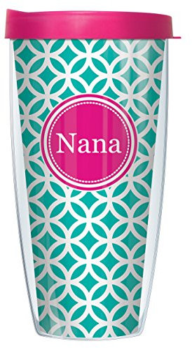 Nana auf Blaugrün Roundabout Wrap Tumbler Becher mit Deckel, Polycarbonat, mehrfarbig, 22 oz