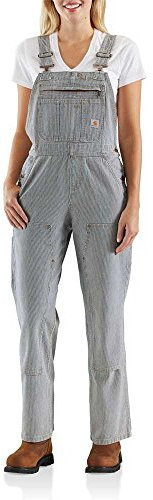 Carhartt Women's Brewster Double Front Railroad Striped Bib Overalls, XXL standard