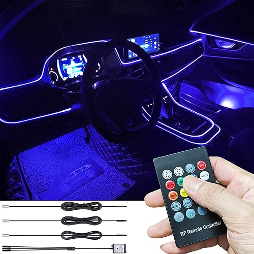 TABEN Umgebungslicht RGB Fernbedienung Auto Atmosphäre Licht Lampe Weiche DIY Refit 4m Glasfaserband 64 Farben Innenbeleuchtung Dekoratives Licht 1W DC 12V