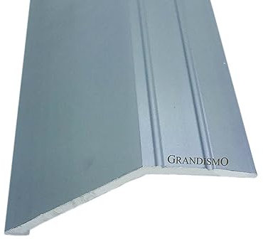 Grandismo® 3ft - Deep Angle Edge Flooring Stick-Down Strip - Supports 15mm Height Difference - Tile/Laminate/Wood Aluminium to Vinyl or Carpet - Threshold Metal Door Trim/Edging - Grey Colour