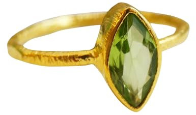 Petite Marquise Peridot vergoldet Sterling Silber Ring - Natürlicher Edelstein - Geburtstagsgeschenk – Weihnachtsgeschenk - Handgefertigte Geschenkideen für Frauen (Größe: US Size 6 / Diameter 16.5)