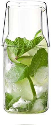 Evilandat Glass Bedside Water Carafe Set with Tumbler
